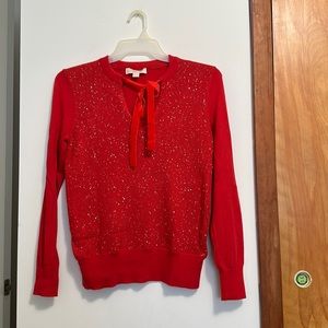 Michael Kors Red Sparkle Pullover Sweater- Size M